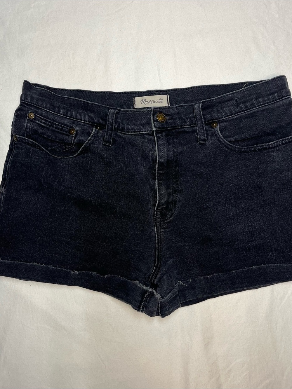 Madewell Dark Wash Black High-Rise Denim Shorts